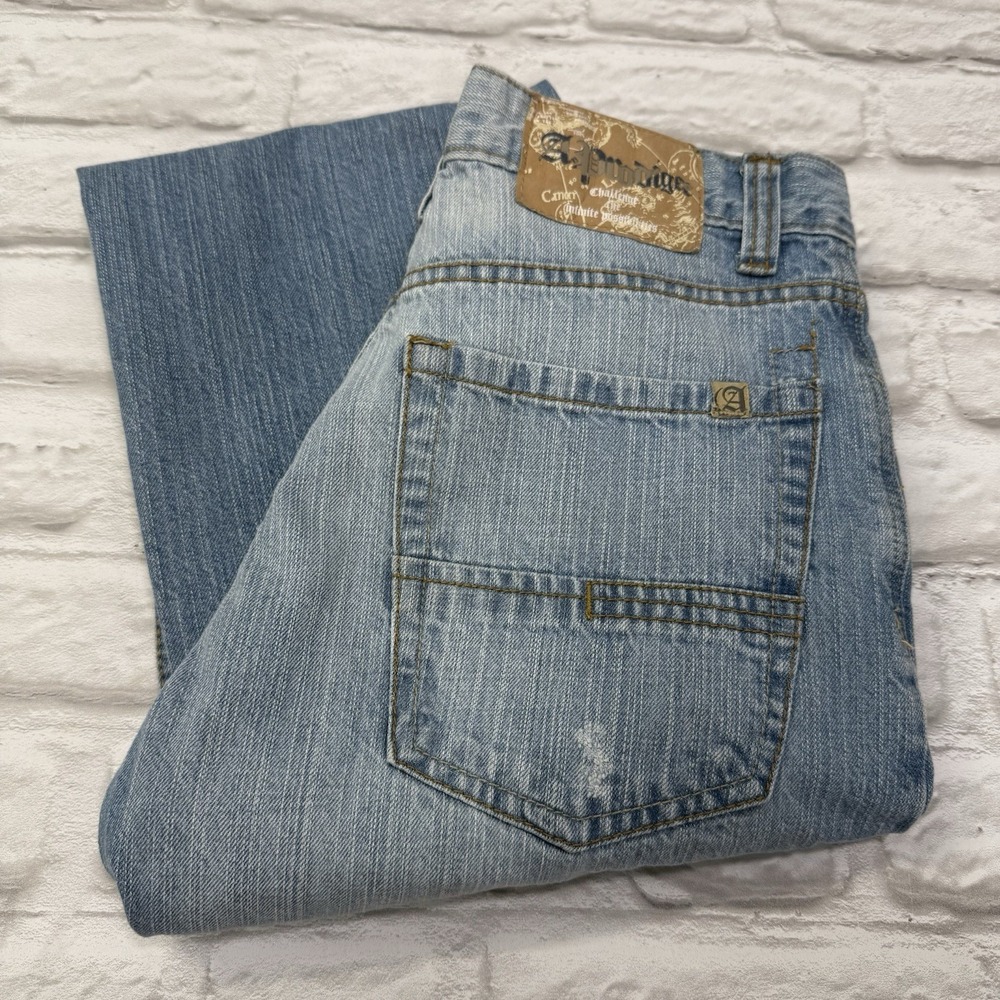 A.Prodigee Blue Jeans 32x31 Denim Distressed Streetwear Skater Punk Pockets Y2K‎